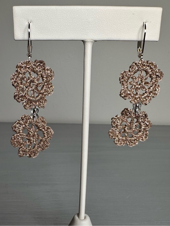 Artisan Jewelry - Handmade Crochet Floral Earrings